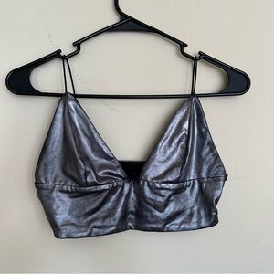 Silver Metallic Crop Top